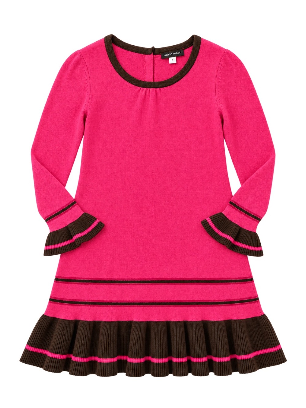 NWT Rabbit Moon Pink and Brown Kids Dress 4T